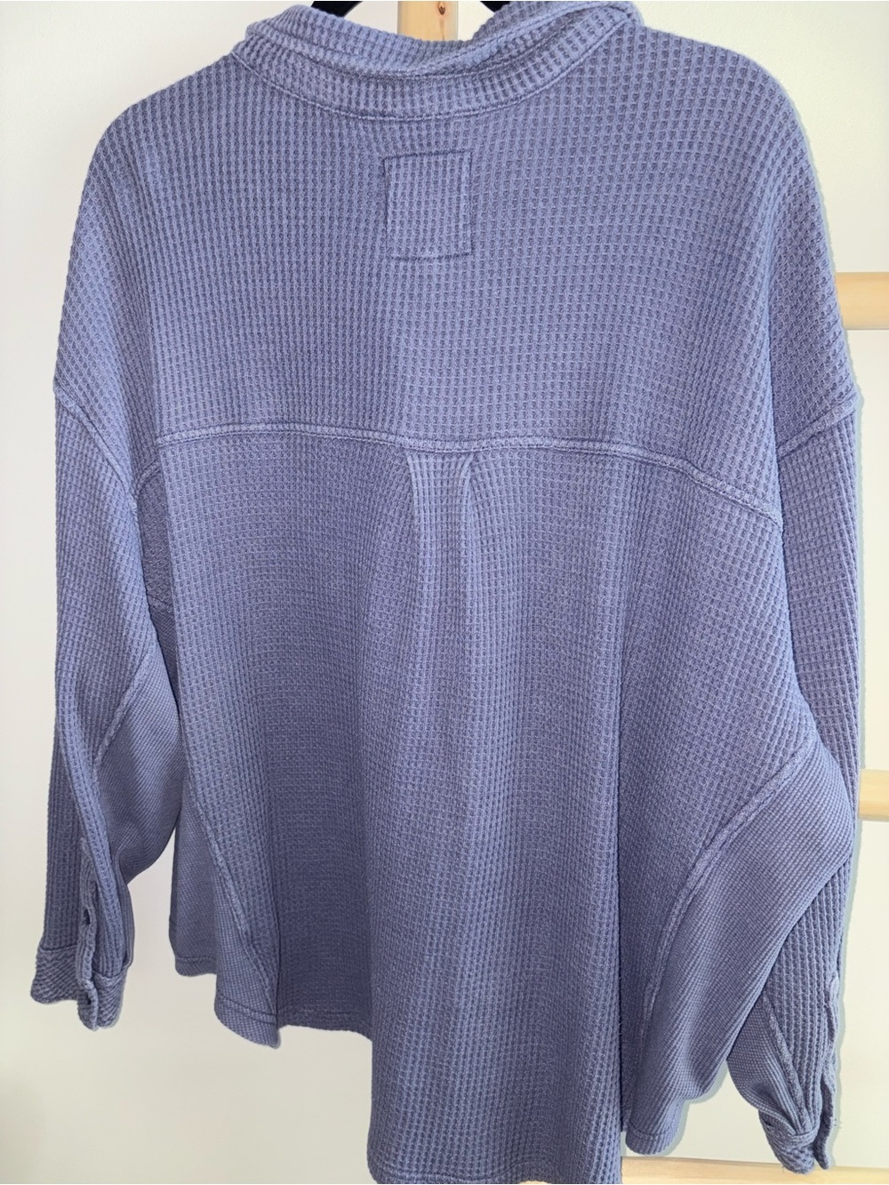 Aerie Waffle Knit Oversized Button-Up Shirt in Dusty Lavender - Picture 2 of 5